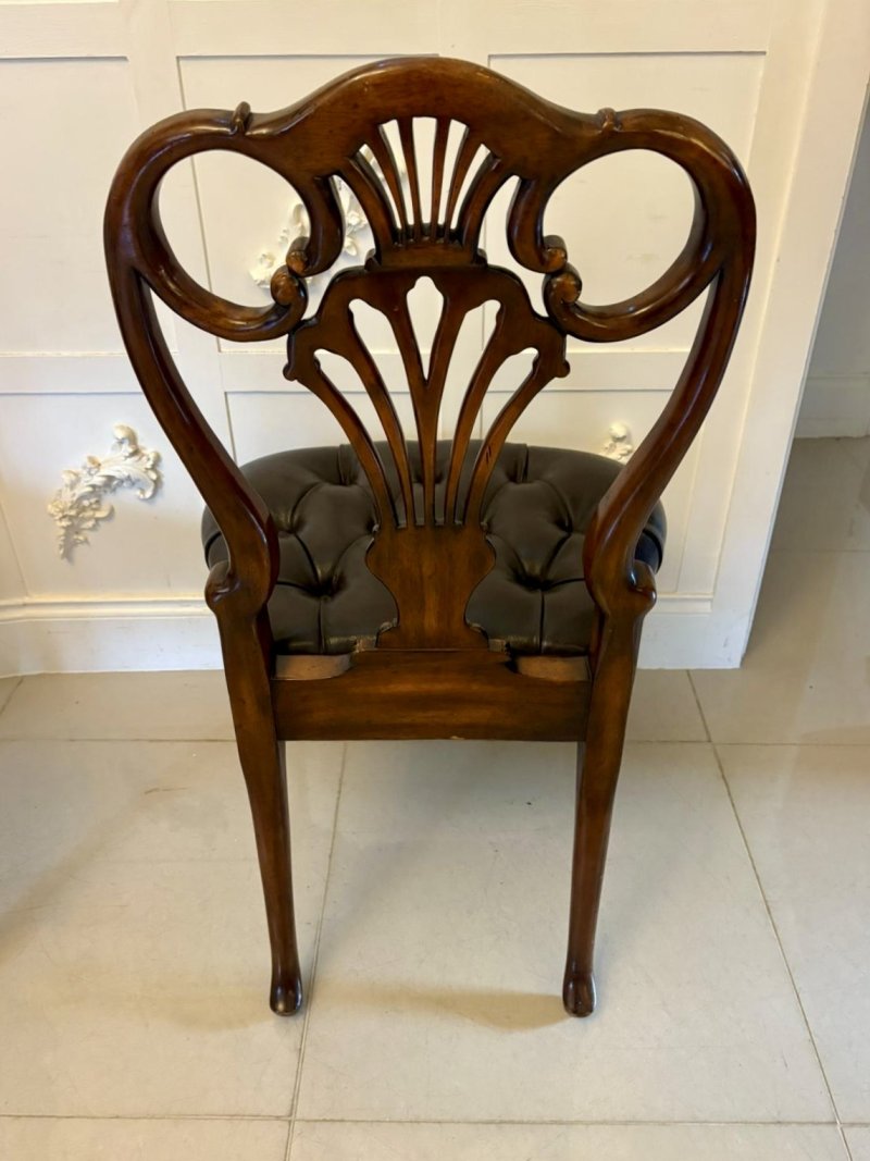 Outstanding Quality Set of 8 Antique Edwardian Carved Walnut and Gilded Dining Chairs - Image 5